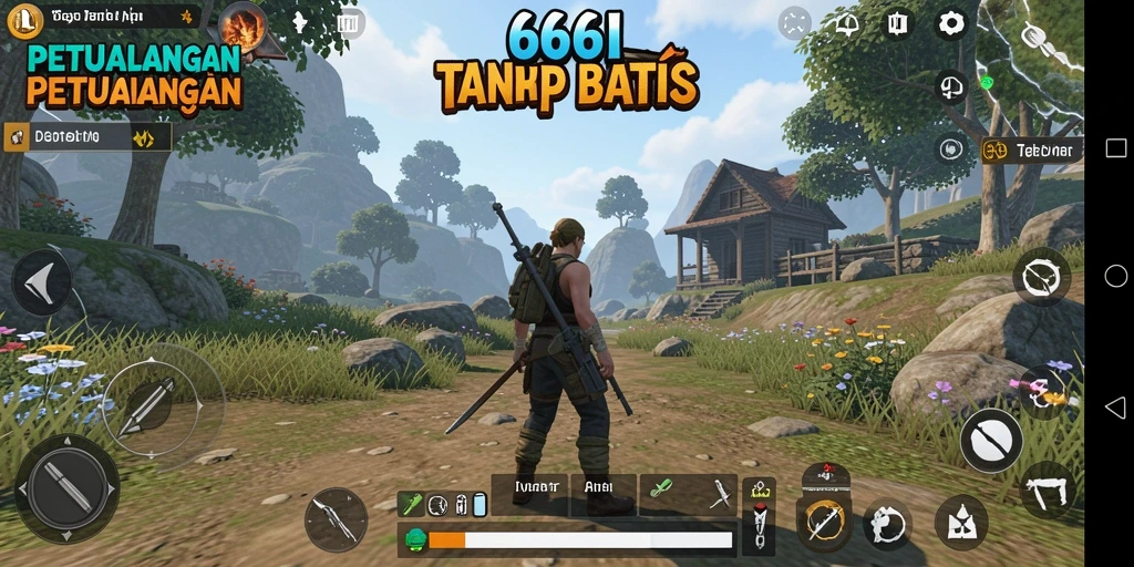 Screenshot gameplay yang menunjukkan dunia terbuka yang luas dan penuh petualangan.