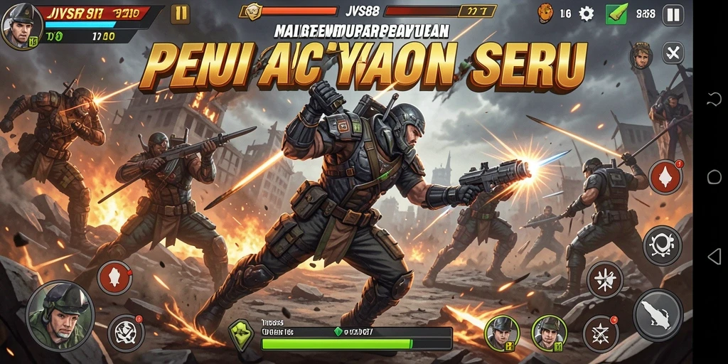 Tampilan gameplay menegangkan dari JVS88 dengan aksi pertempuran seru.