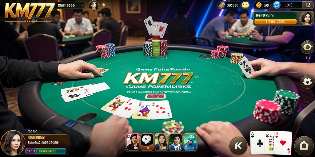 Tampilan gameplay Poker yang seru dan interaktif di KM777.