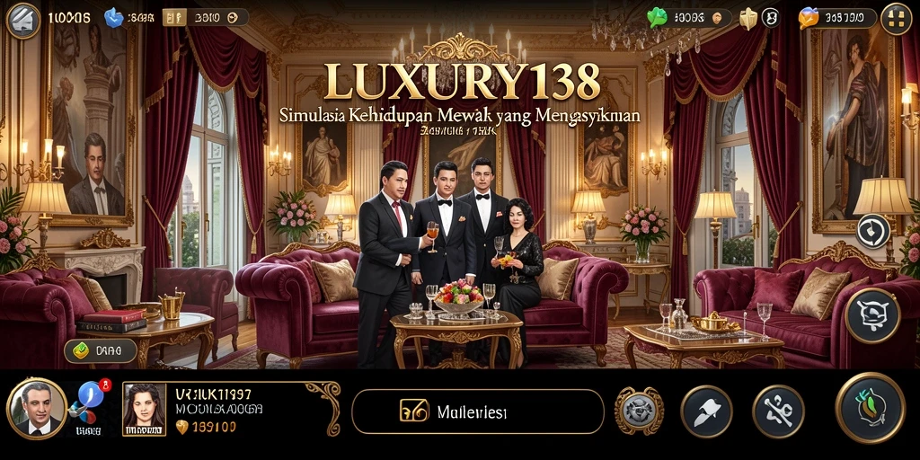 Tampilan gameplay simulasi kehidupan mewah yang menarik.