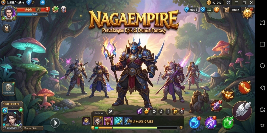 Tangkapan layar utama NAGAEMPIRE menampilkan aksi petualangan yang menegangkan.