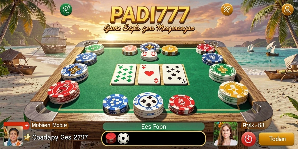 Tampilan gameplay PADI777 yang menampilkan serunya permainan Gaple.