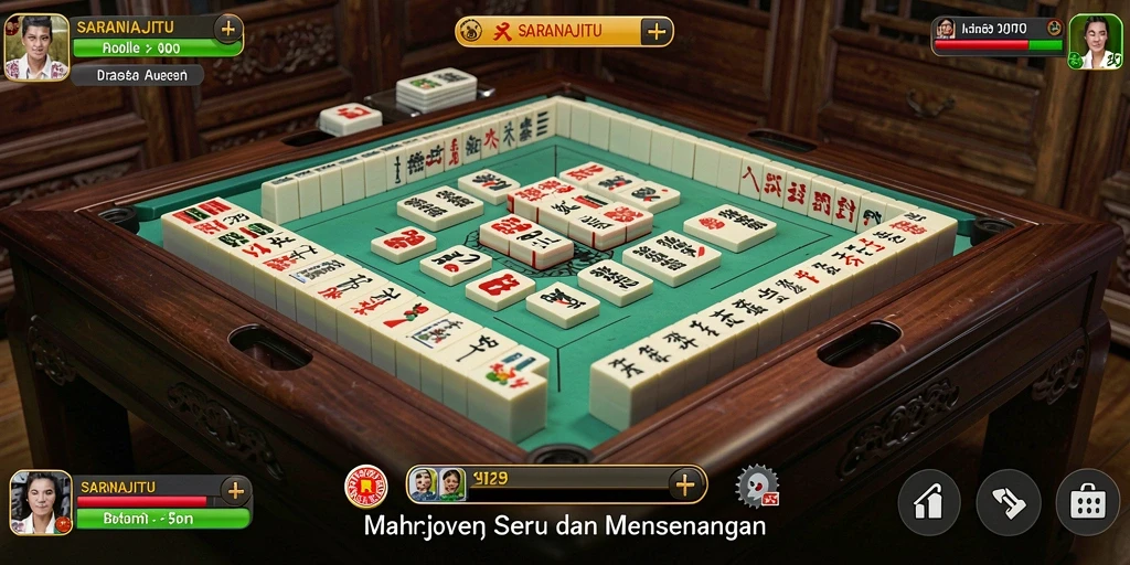 Screenshot gameplay <strong>SARANAJITU</strong> menunjukkan suasana permainan Mahjong yang seru.