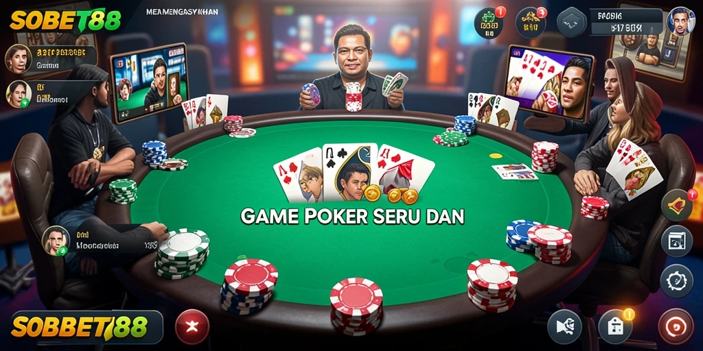 Screenshot gameplay SOBET88 yang menggambarkan serunya permainan Poker.