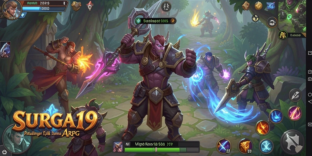 Tampilan gameplay aksi seru dan karakter menawan di SURGA19.